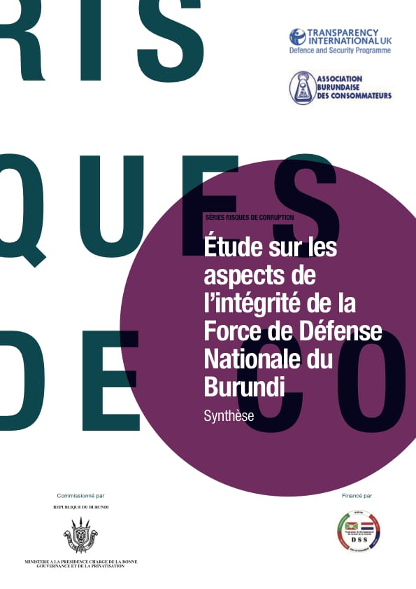 PDF cover of Étude sur les aspects de l’intégrité de la Force de Défense Nationale du Burundi
