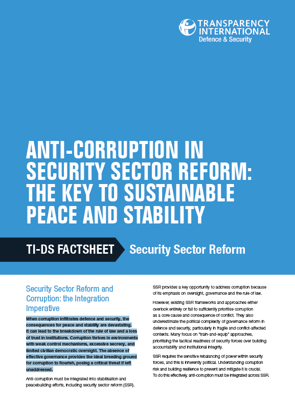 PDF cover of Anti-corruption in security sector reform: The key to sustainable peace and stability