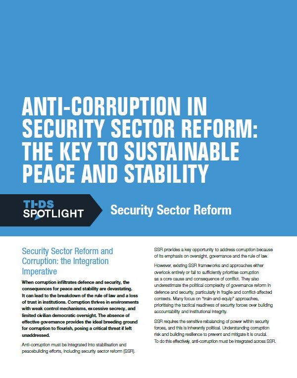 PDF cover of Anti-corruption in security sector reform: The key to sustainable peace and stability