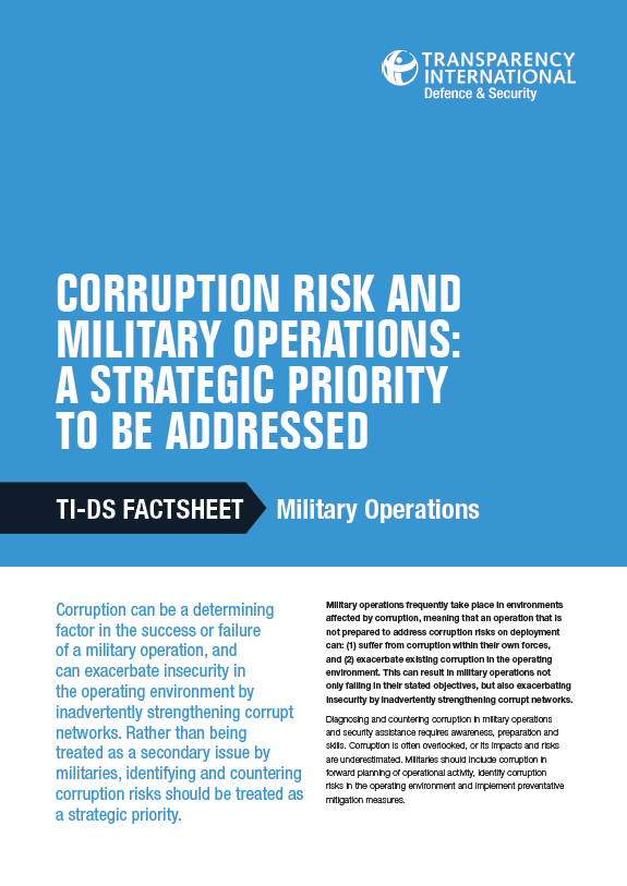 PDF cover of Corruption risk and military operations: a strategic priority to be addressed